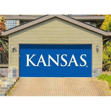 SHOWDOWN DISPLAYS Showdown Displays 810034KAN-001 7 x 16 ft. NCAA Double Garage Door Decor Kansas Jayhawks - No.001 810034KAN-001
